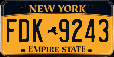 NY license plate FDK9243