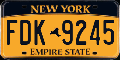 NY license plate FDK9245