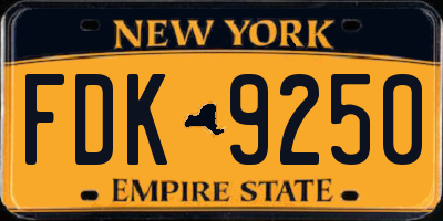 NY license plate FDK9250