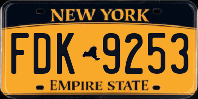 NY license plate FDK9253