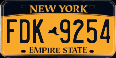 NY license plate FDK9254