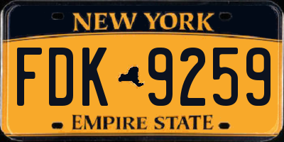 NY license plate FDK9259