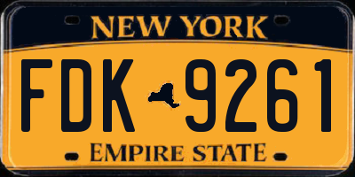NY license plate FDK9261