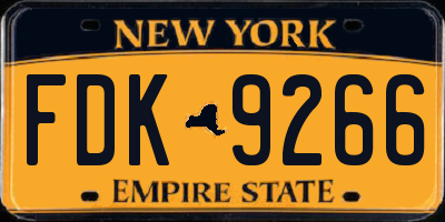 NY license plate FDK9266