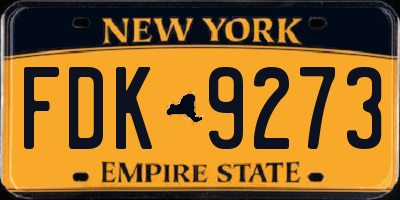 NY license plate FDK9273