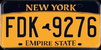 NY license plate FDK9276