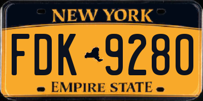 NY license plate FDK9280