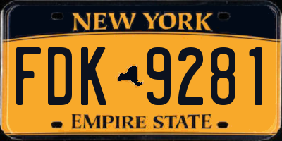 NY license plate FDK9281