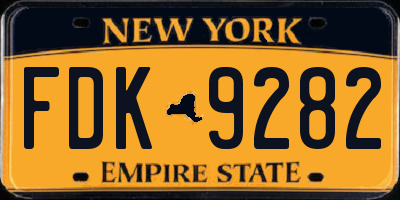 NY license plate FDK9282