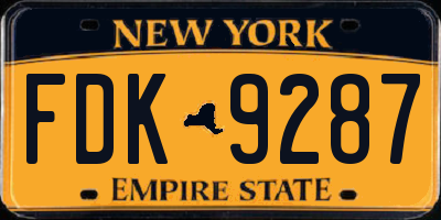 NY license plate FDK9287