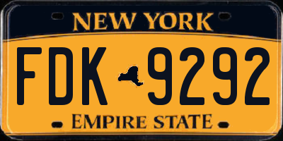 NY license plate FDK9292