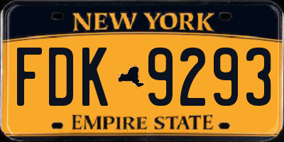 NY license plate FDK9293