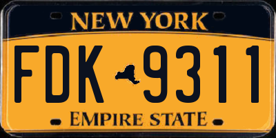 NY license plate FDK9311