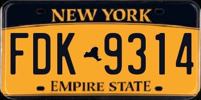 NY license plate FDK9314