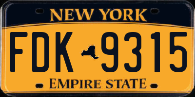 NY license plate FDK9315