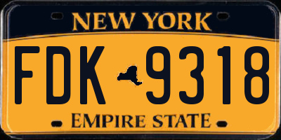 NY license plate FDK9318