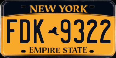 NY license plate FDK9322