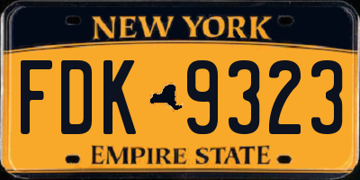 NY license plate FDK9323
