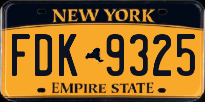NY license plate FDK9325