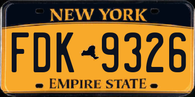 NY license plate FDK9326