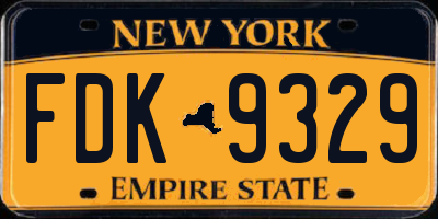NY license plate FDK9329
