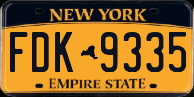 NY license plate FDK9335
