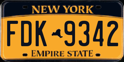 NY license plate FDK9342
