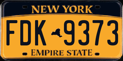 NY license plate FDK9373