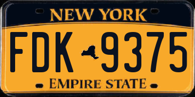 NY license plate FDK9375