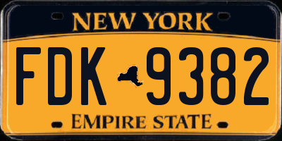 NY license plate FDK9382