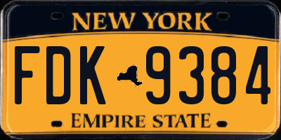 NY license plate FDK9384