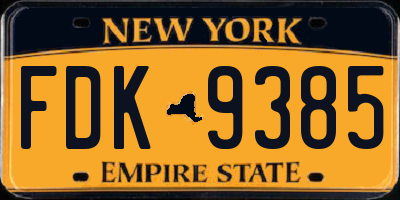 NY license plate FDK9385