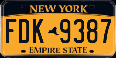 NY license plate FDK9387