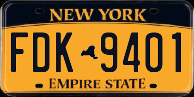 NY license plate FDK9401