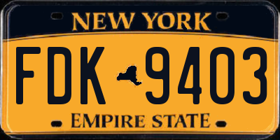 NY license plate FDK9403