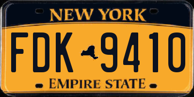 NY license plate FDK9410