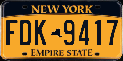 NY license plate FDK9417