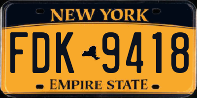 NY license plate FDK9418