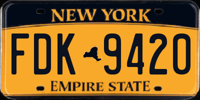 NY license plate FDK9420
