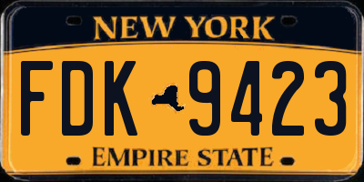 NY license plate FDK9423