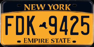 NY license plate FDK9425