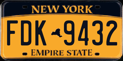 NY license plate FDK9432