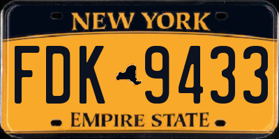 NY license plate FDK9433