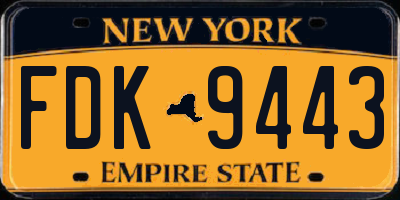 NY license plate FDK9443