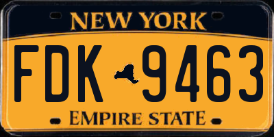 NY license plate FDK9463