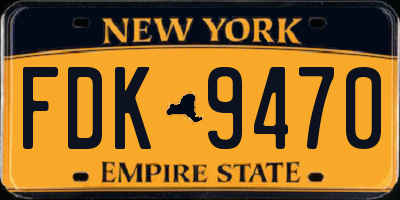 NY license plate FDK9470