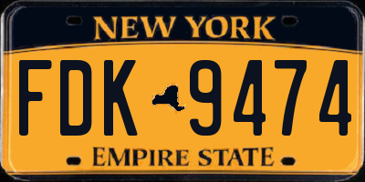 NY license plate FDK9474