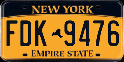 NY license plate FDK9476