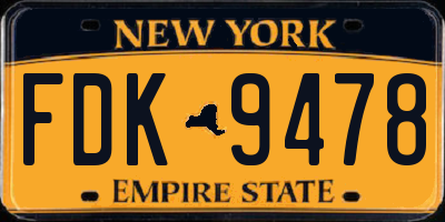 NY license plate FDK9478
