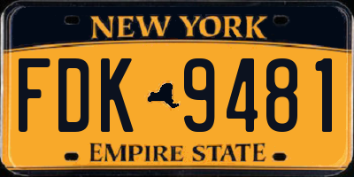 NY license plate FDK9481